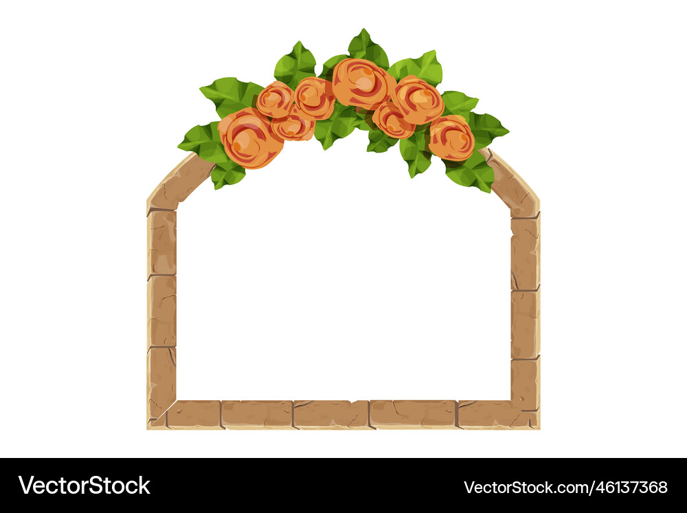 Stone arch frame with floral elegant decoration Vector Image