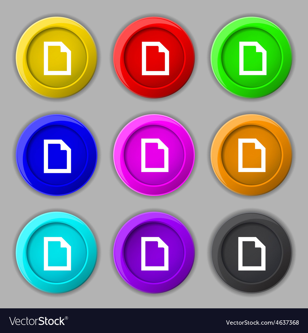 Text file document icon sign symbol on nine round