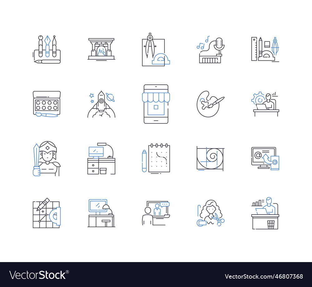 Writer line icons collection wordsmith novelist