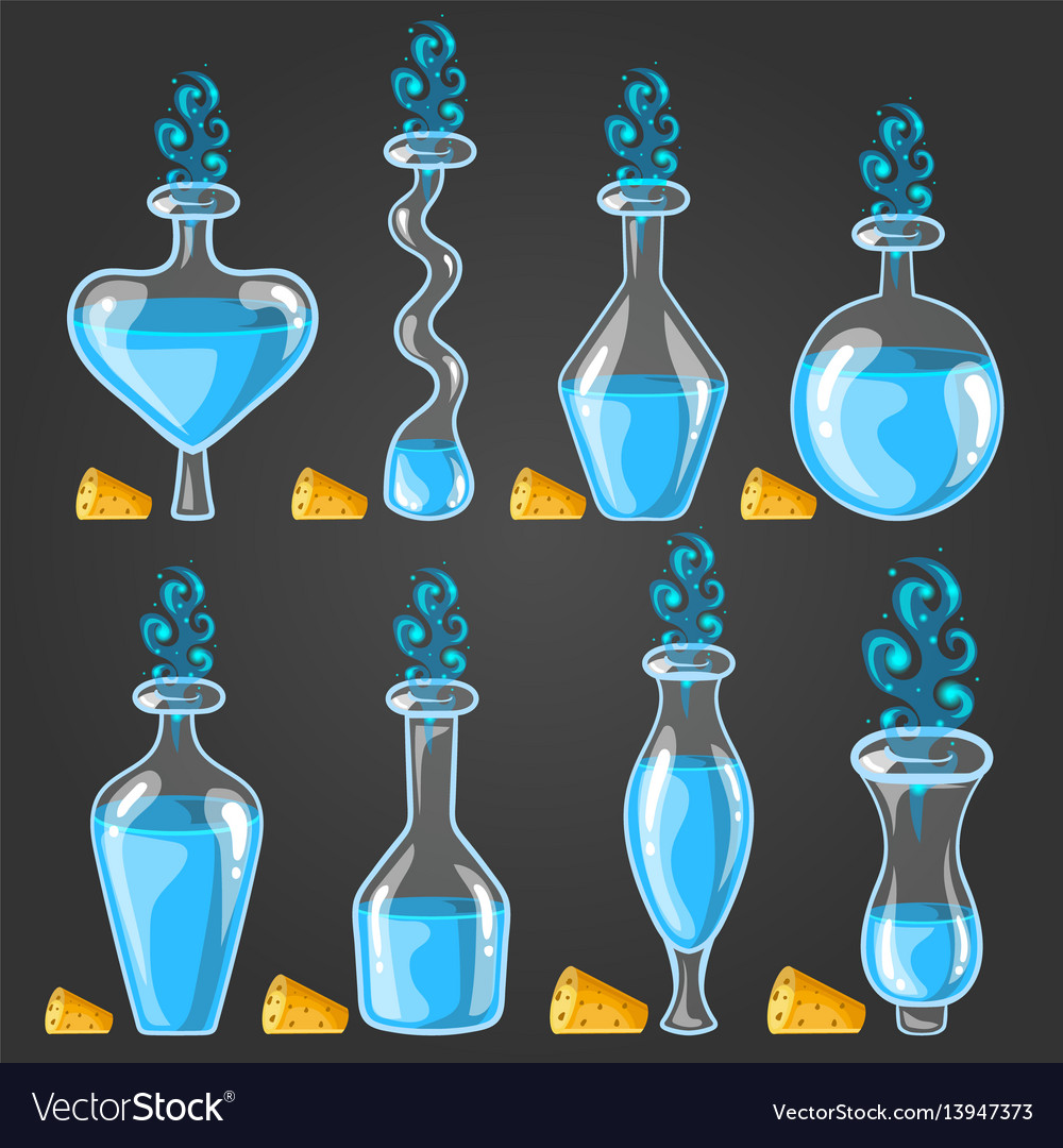 Big set with different magic elixir vector image Big set with different magic elixir