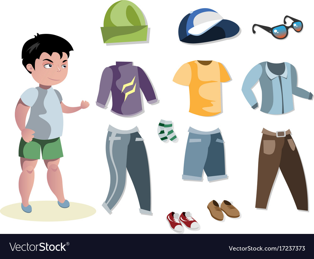 Boy Fashion Set Different Clothes Royalty Free Vector Image