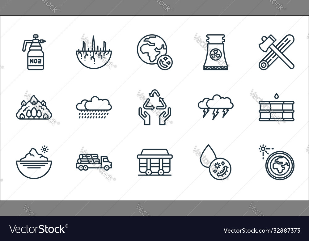 Climate change line icons linear set quality