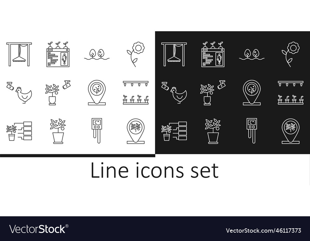 Set line location and tree automatic irrigation Vector Image Set line location and tree automatic irrigation