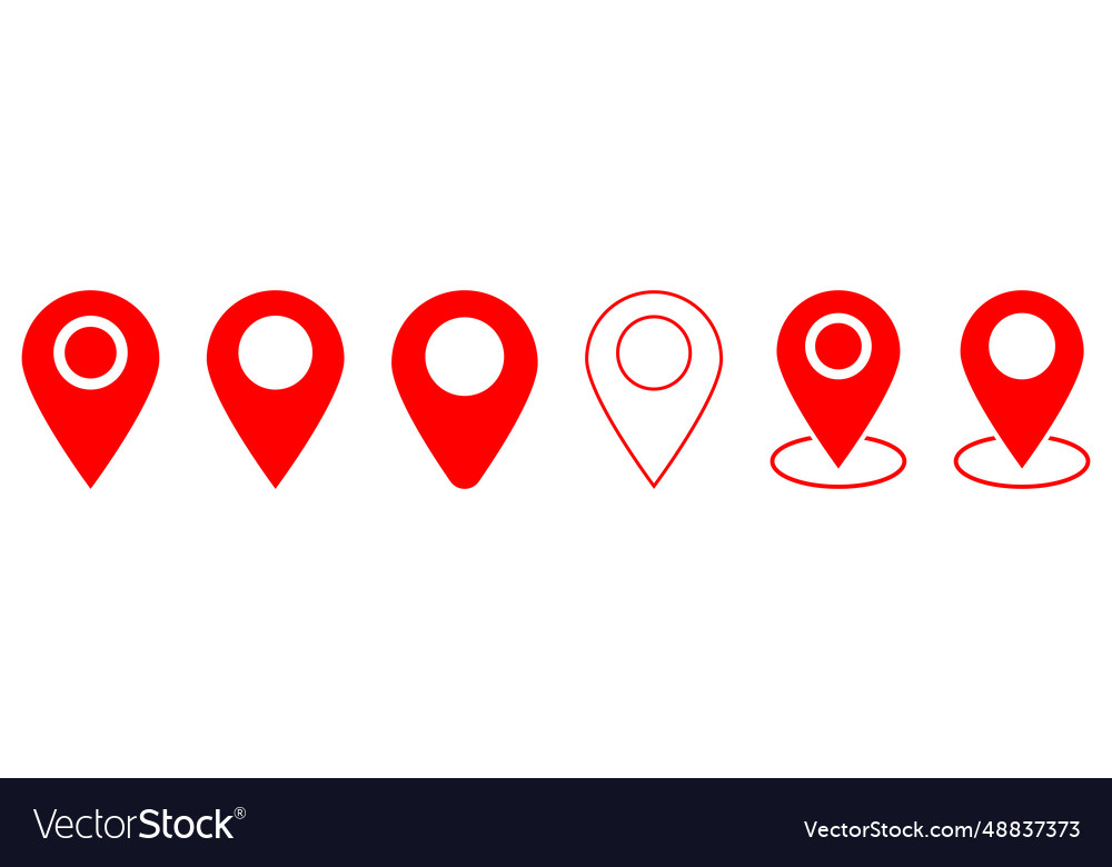 Set of red map pin icons design can use for web vector image Set of red map pin icons design can use for web