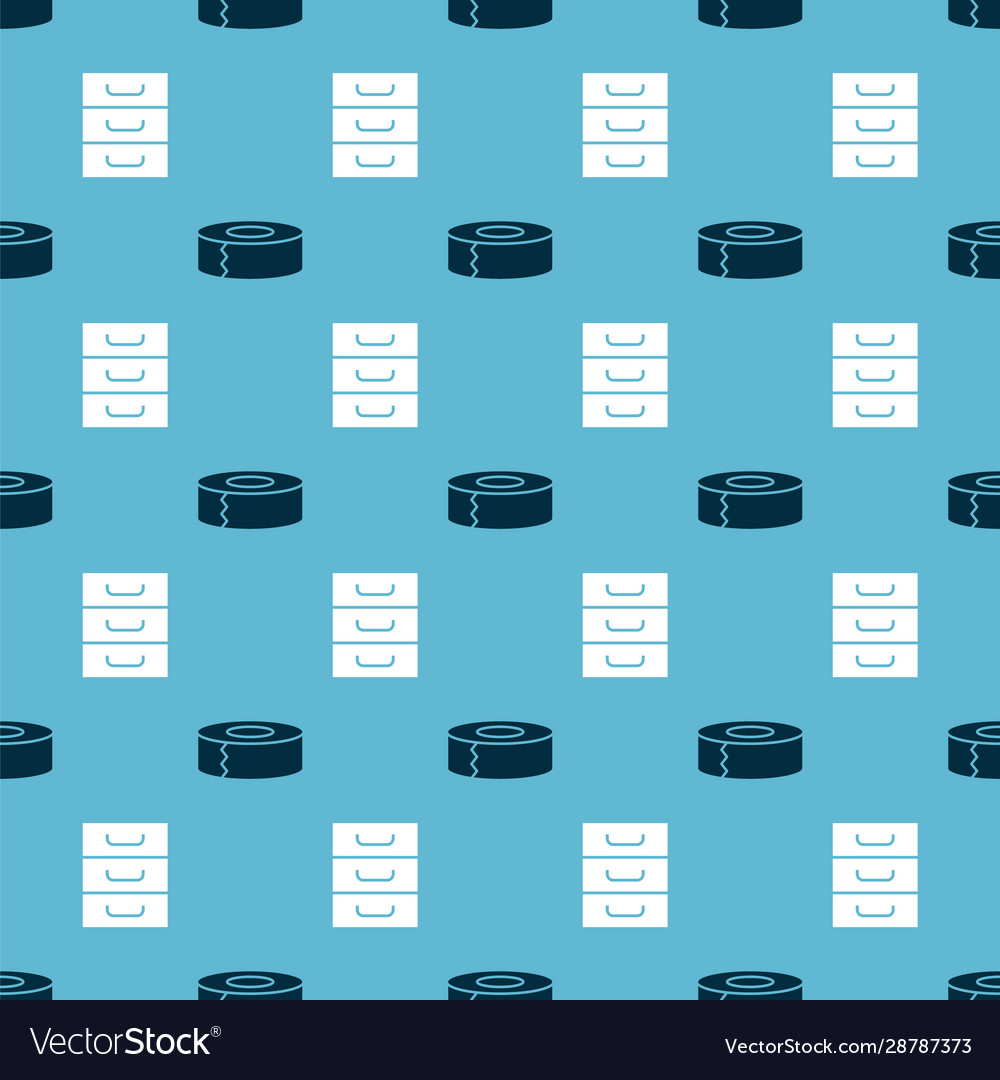 Set scotch and drawer with documents on seamless vector image Set scotch and drawer with documents on seamless