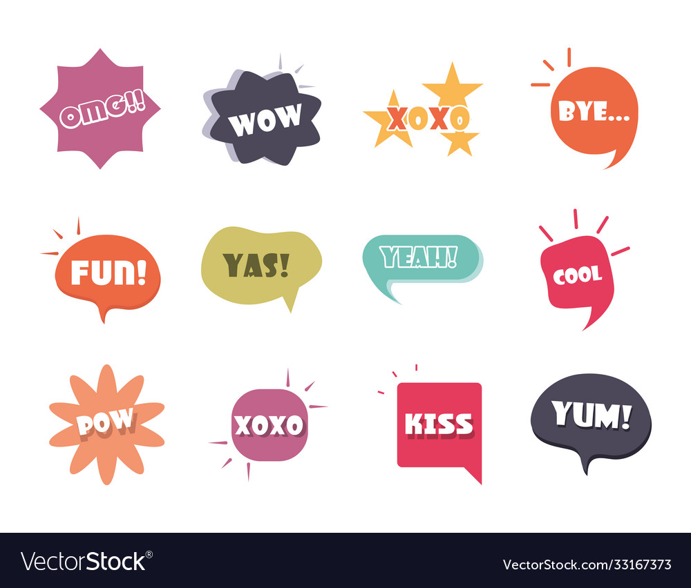 Slang bubbles different words and phrases