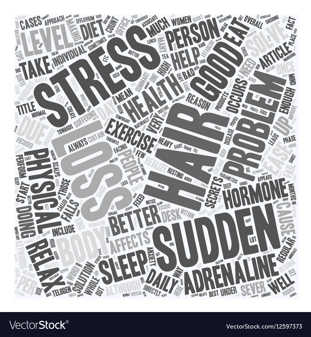Sudden Hair Loss Is Stress Is The Cause Text Vector Image