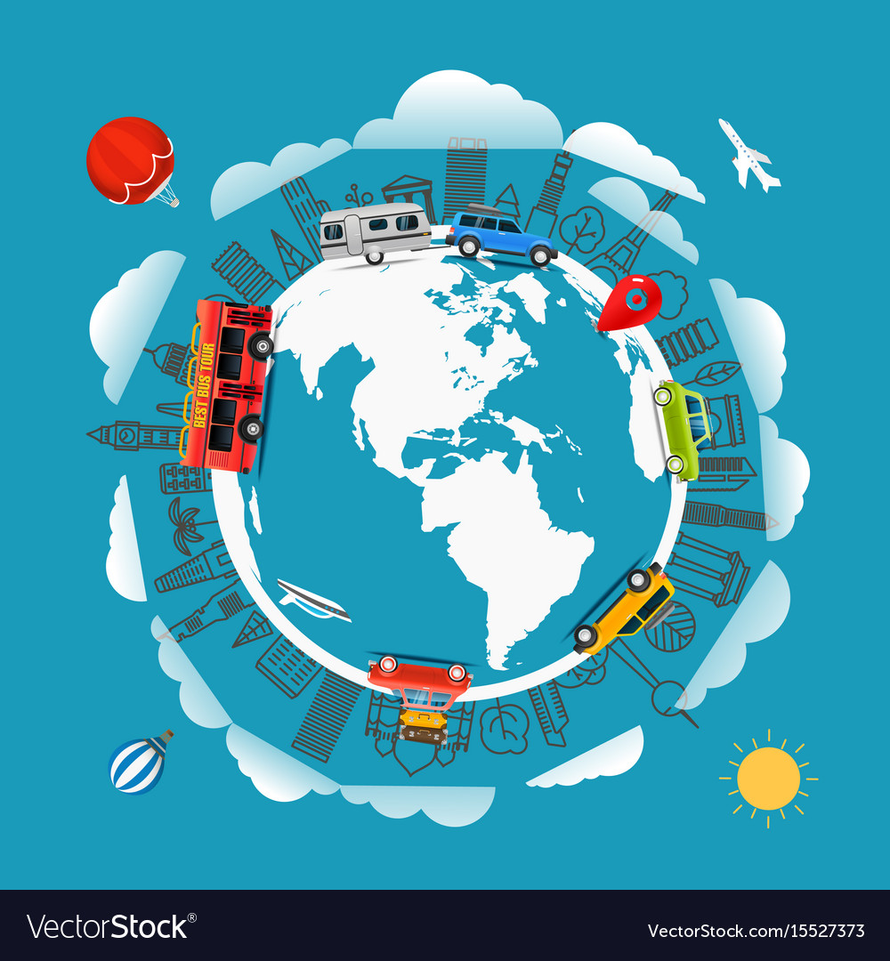 Travel Around The Earth Go Travel Concept Vector Image