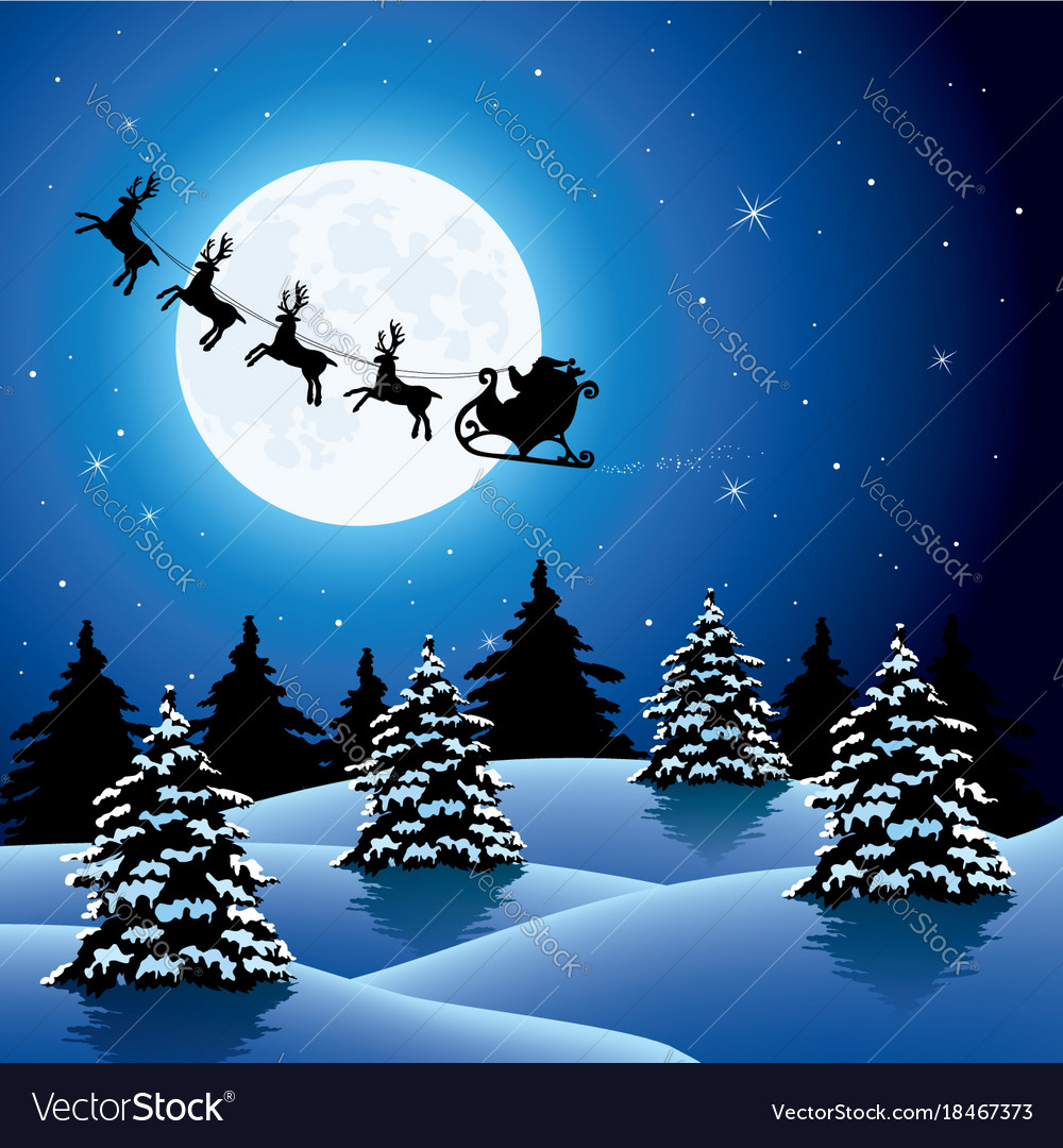 Xmas holiday background with flying santa claus Vector Image