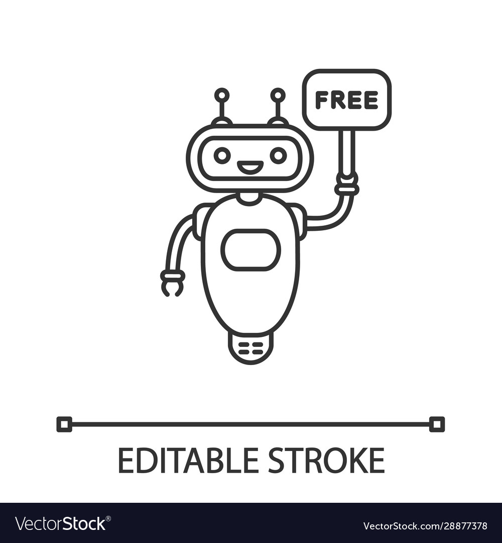 Chatbot with free in speech bubble linear icon vector image Chatbot with free in speech bubble linear icon