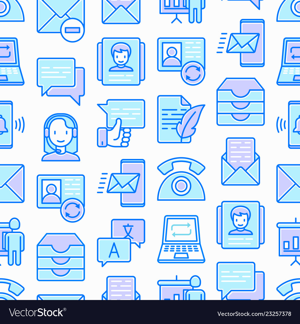 Communication seamless pattern with thin line icon Vector Image Communication seamless pattern with thin line icon