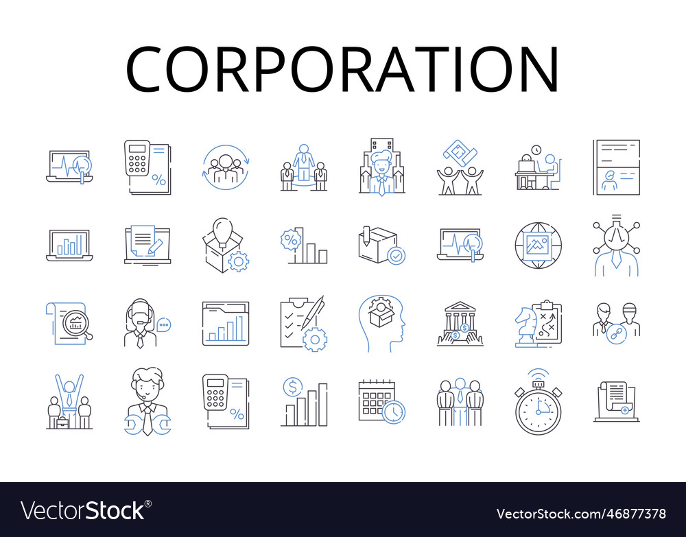 Corporation line icons collection business entity Vector Image