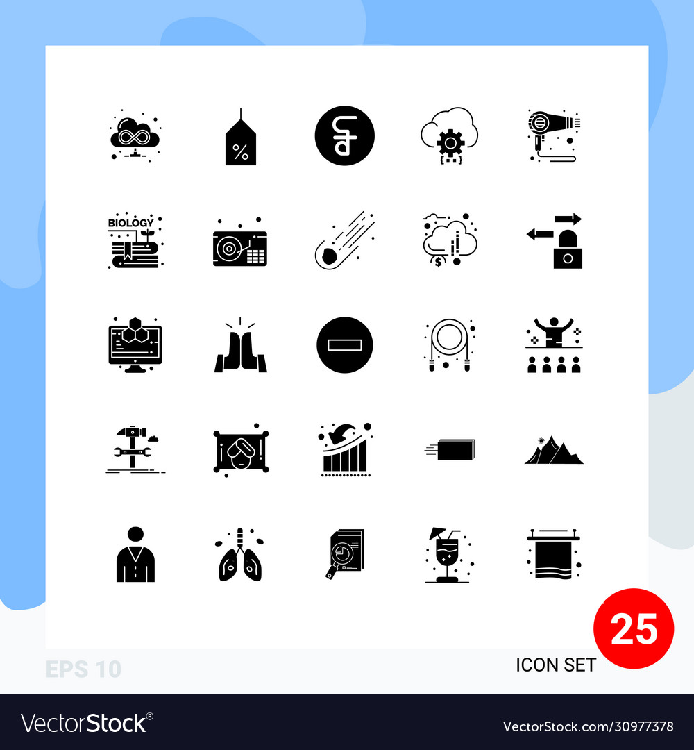 Group 25 solid glyphs signs and symbols for Vector Image