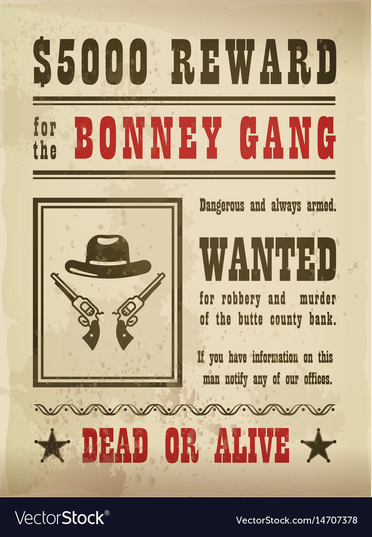 Guns and hat on wanted sign or wild west banner