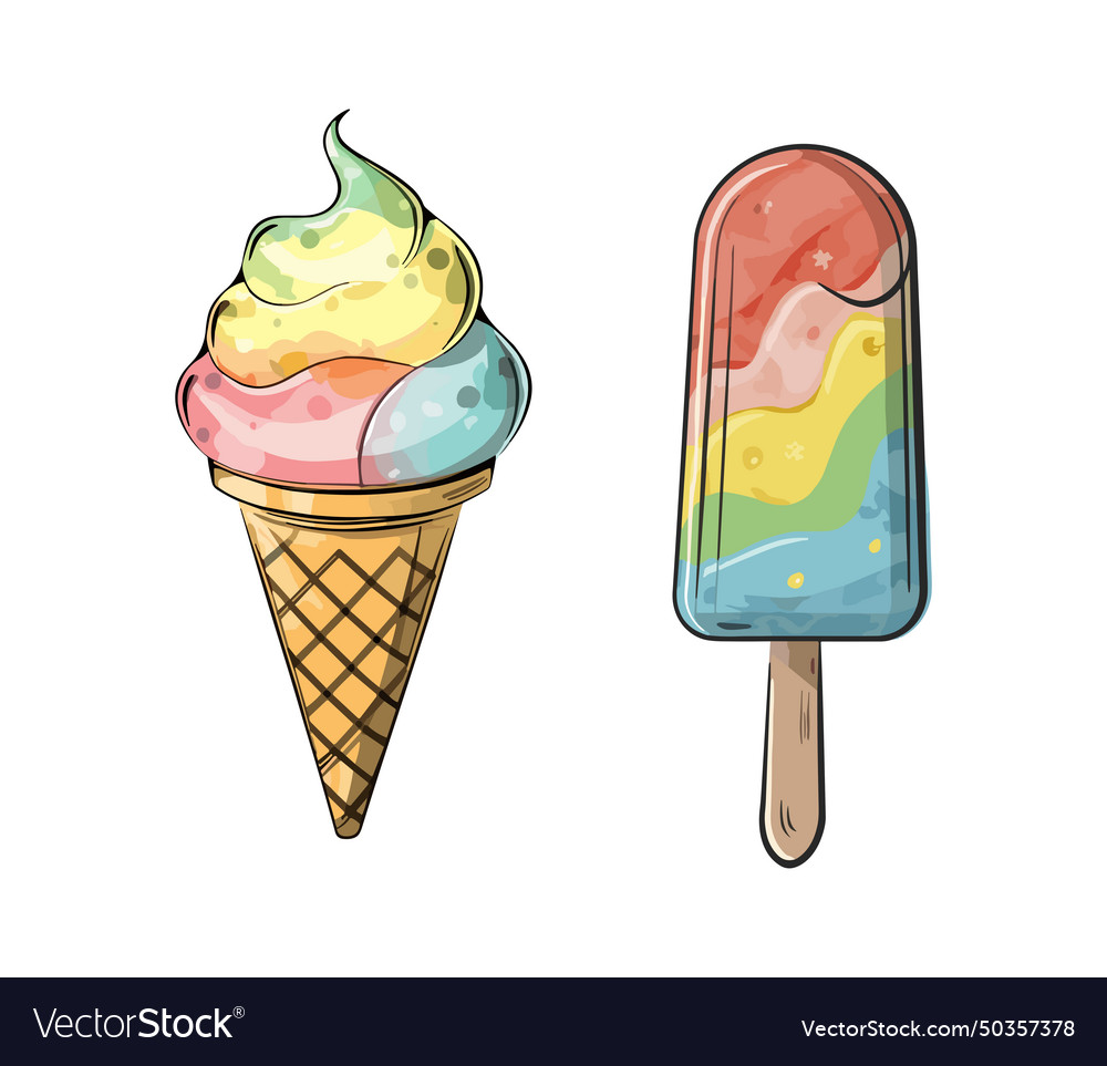 Hand drawn ice cream set