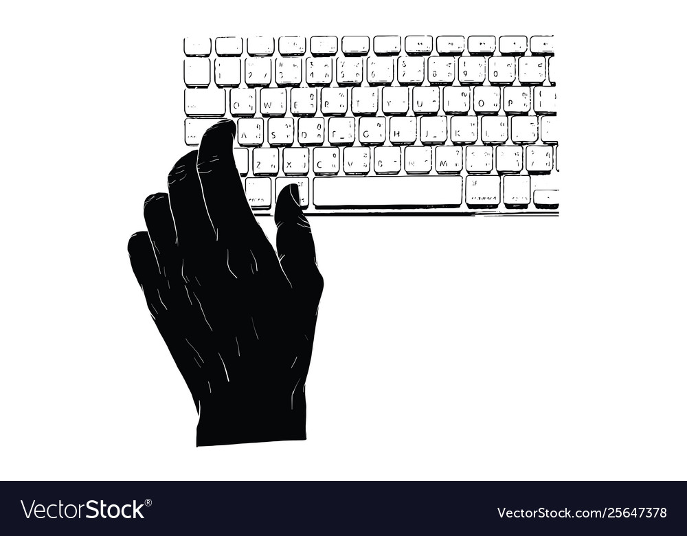 Hand typing computer keyboard