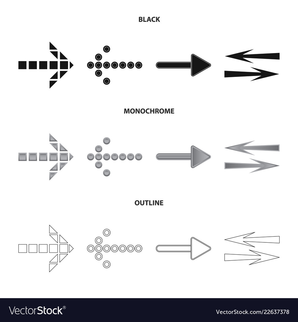Isolated object of element and arrow symbol set vector image Isolated object of element and arrow symbol set