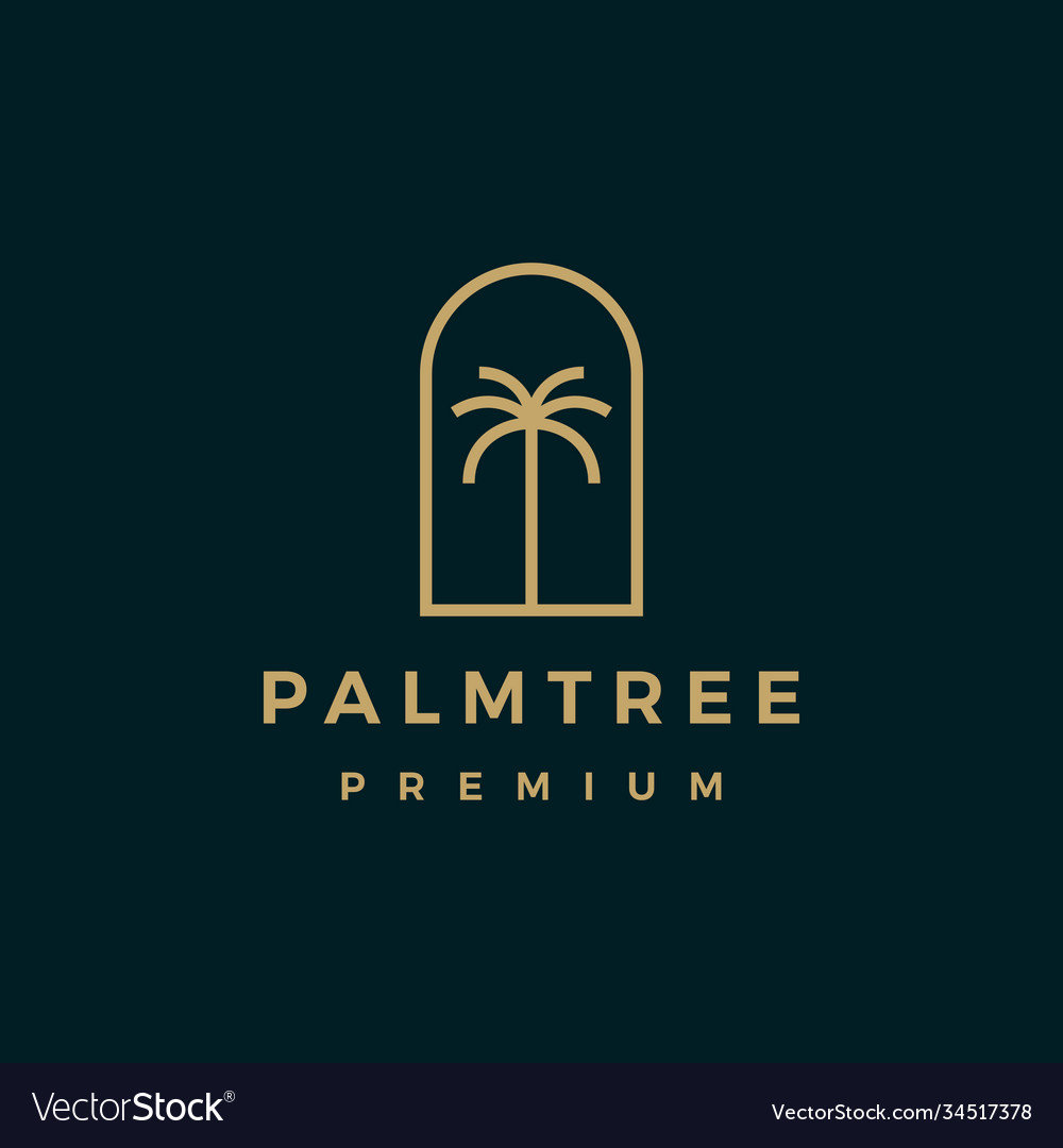 Palm tree gold logo icon Royalty Free Vector Image