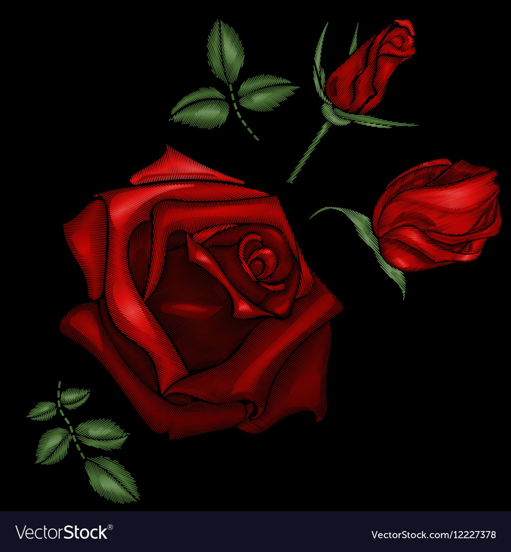 Red Rose Embroidery Pattern