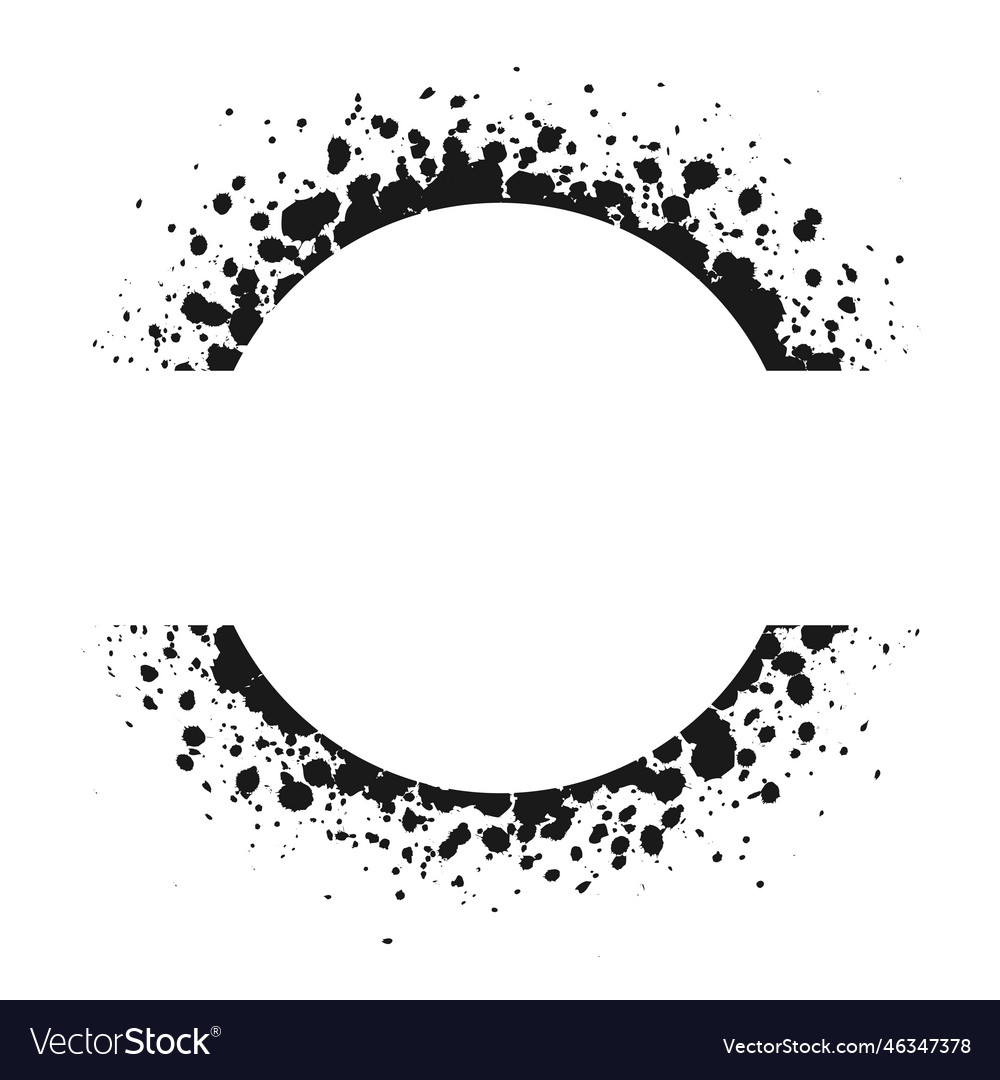 Round grunge ink splatter frame spray graffiti Vector Image