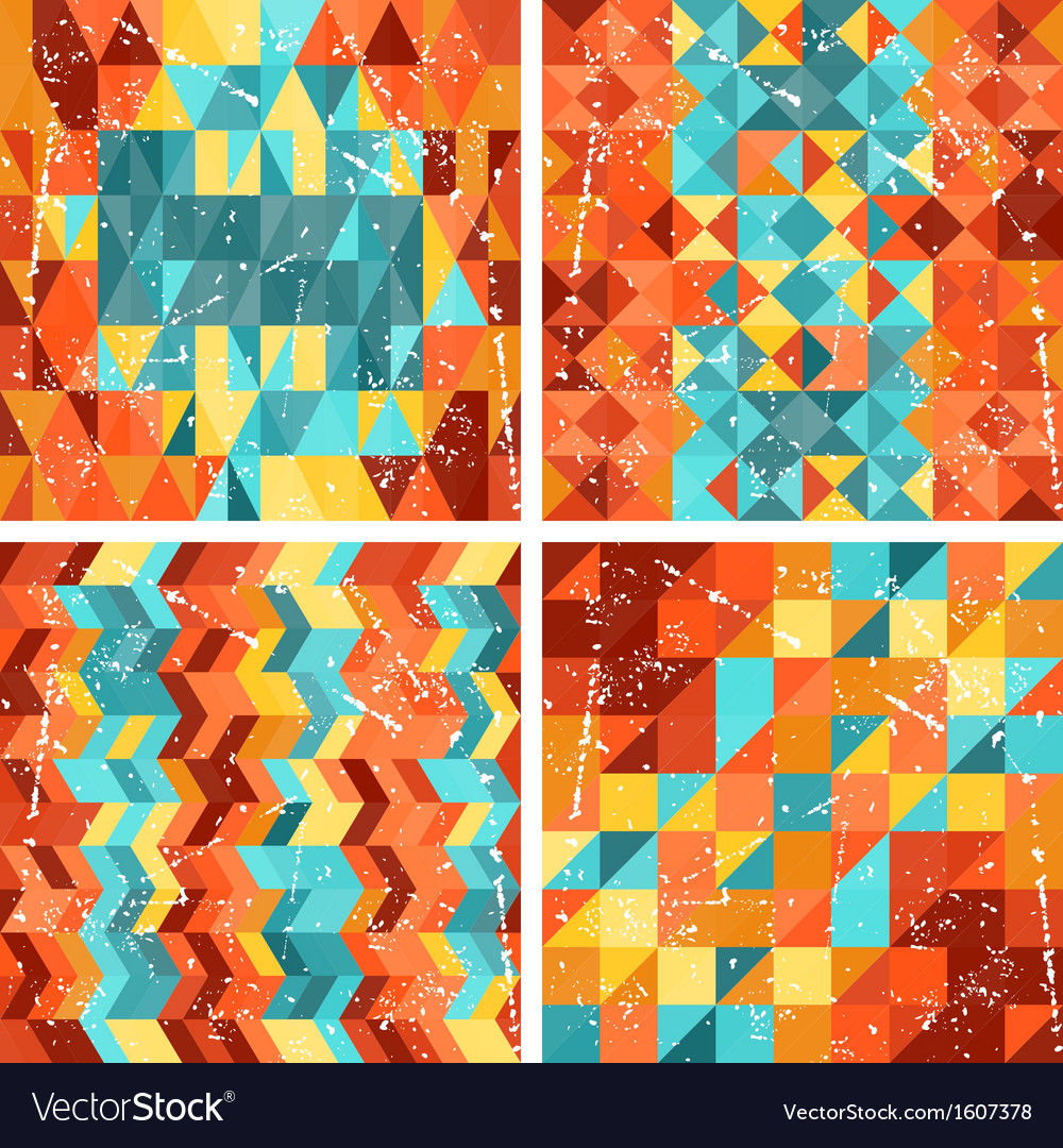 Seamless colorful geometric patterns in retro