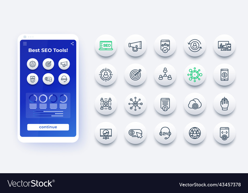 Seo digital marketing and website ranking icons