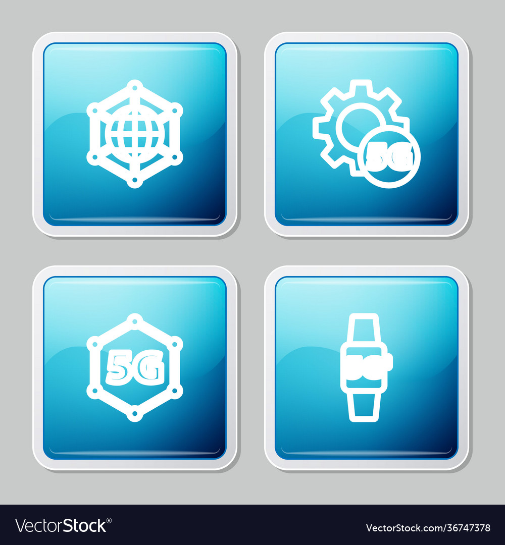 Set line social network setting 5g and smart vector image Set line social network setting 5g and smart