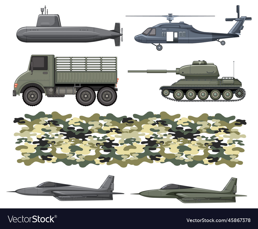 Set of military transportation Royalty Free Vector Image