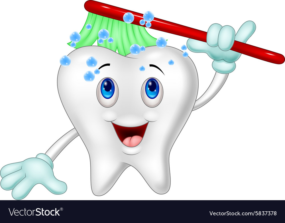 Smiling tooth with toothbrush Royalty Free Vector Image