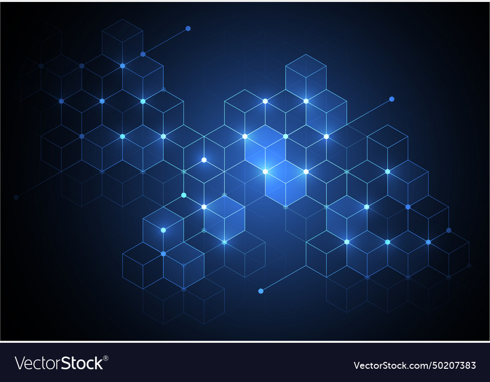 Abstract hexagonal molecular design blockchain vector image Abstract hexagonal molecular design blockchain