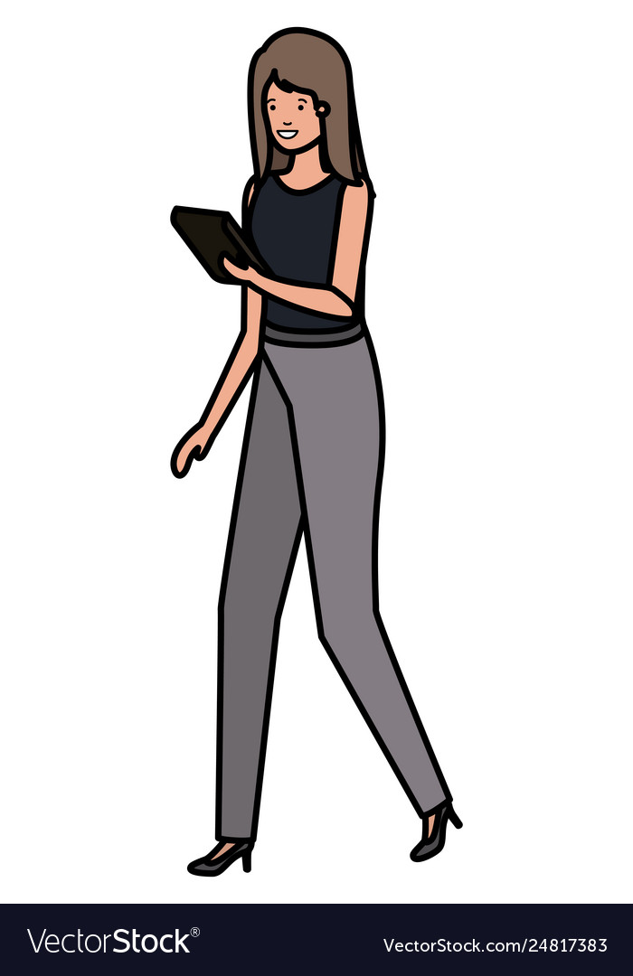 Business woman with tablet avatar character