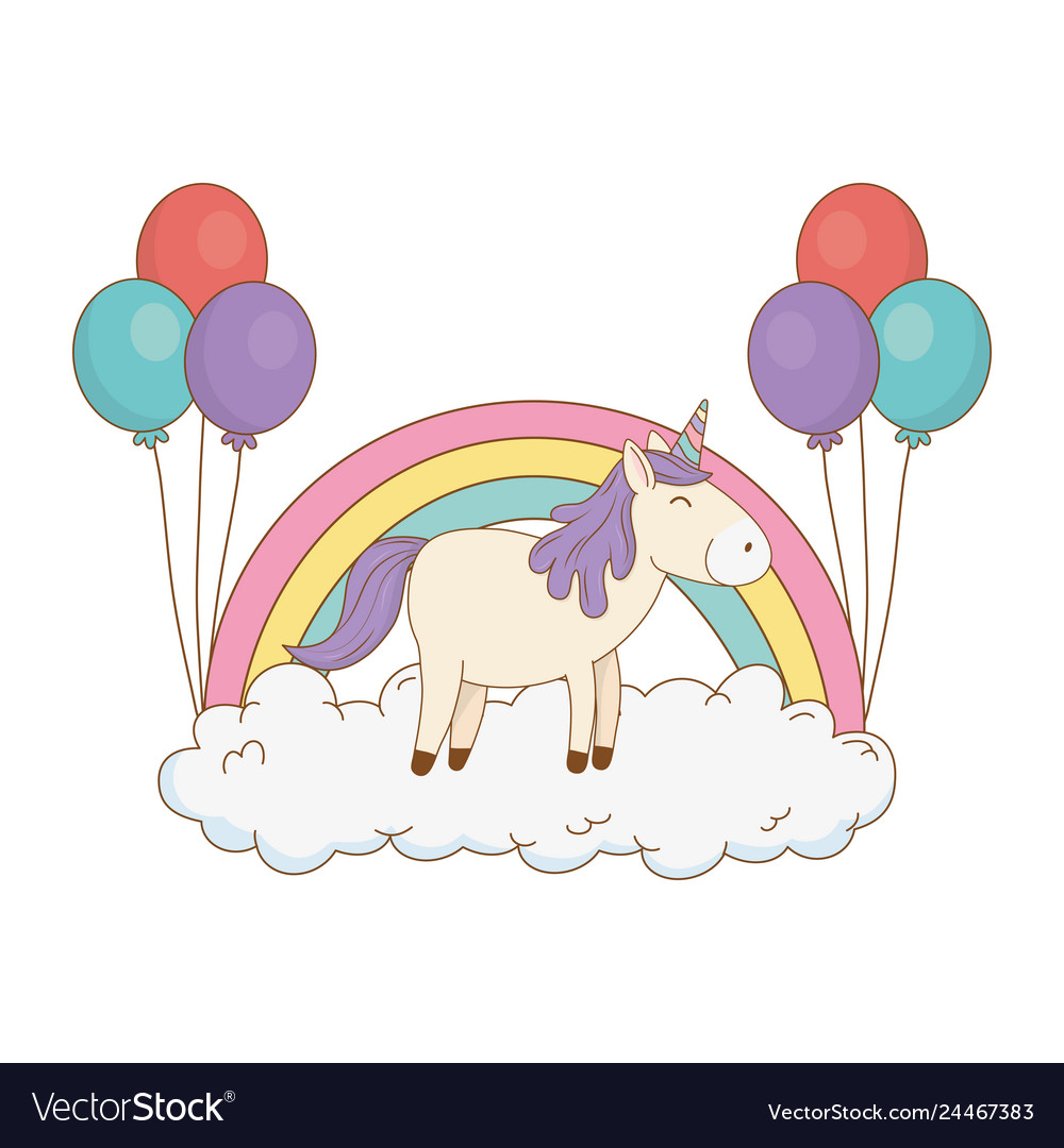 Süße Märchen Einhorn mit Ballons Helium