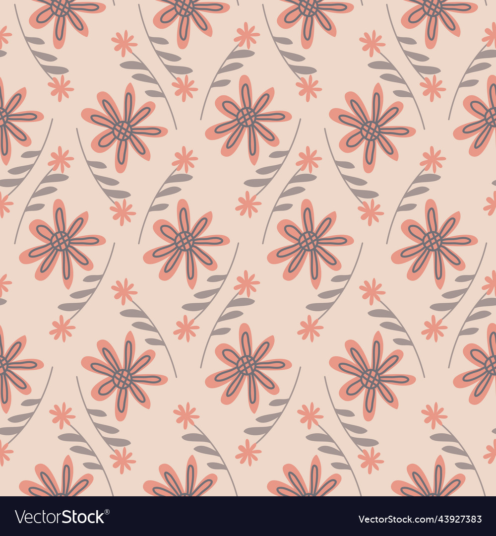 Floral pattern pink gray pastel color seamless