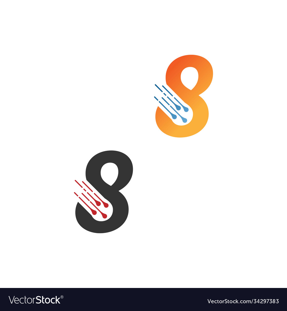 Number 8 simple tech logo with circuit lines