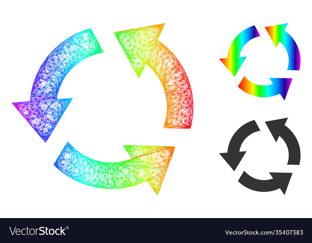 Rainbow net mesh gradient recycle icon Vector Image Rainbow net mesh gradient recycle icon