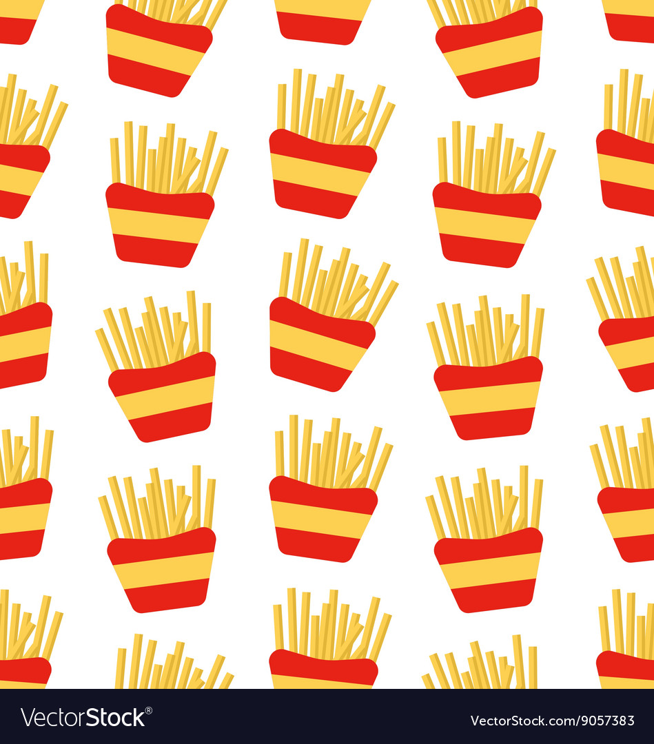 Seamless pattern of french fries boxes takeaway Vector Image