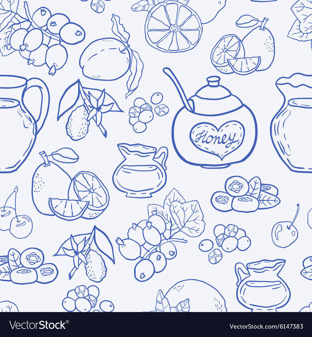 Seamless pattern with spices and berries