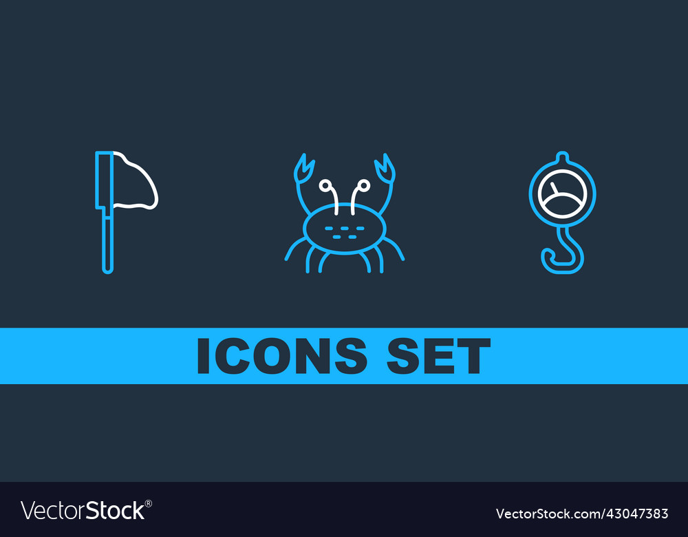 Set line spring scale fishing net with fish Vector Image Set line spring scale fishing net with fish