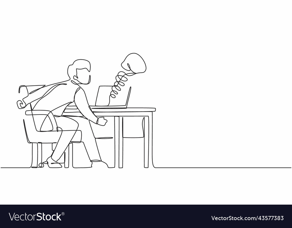Single Continuous Line Drawing Sad Man Using Vector Image Single Continuous Line Drawing Sad Man Using Vector Image