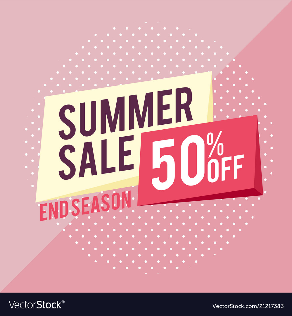 Summer sale 50 off end season pink background vec