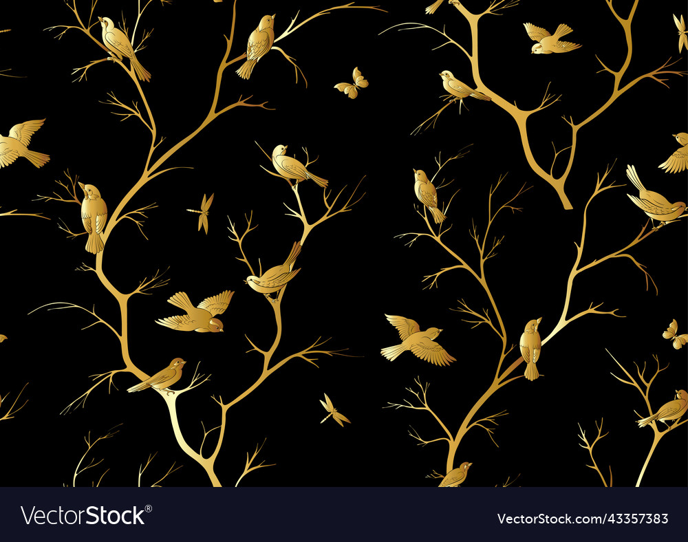Tree branches against the sky with sparrow vector image Tree branches against the sky with sparrow