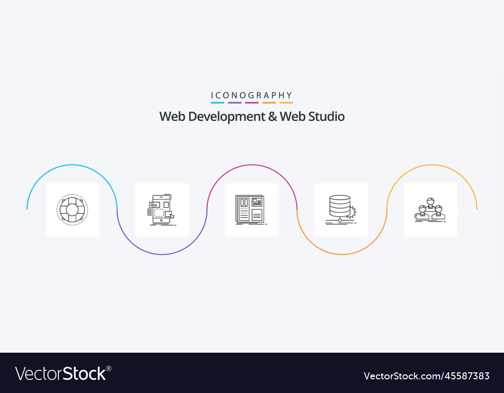 Web development and studio line 5 icon pack
