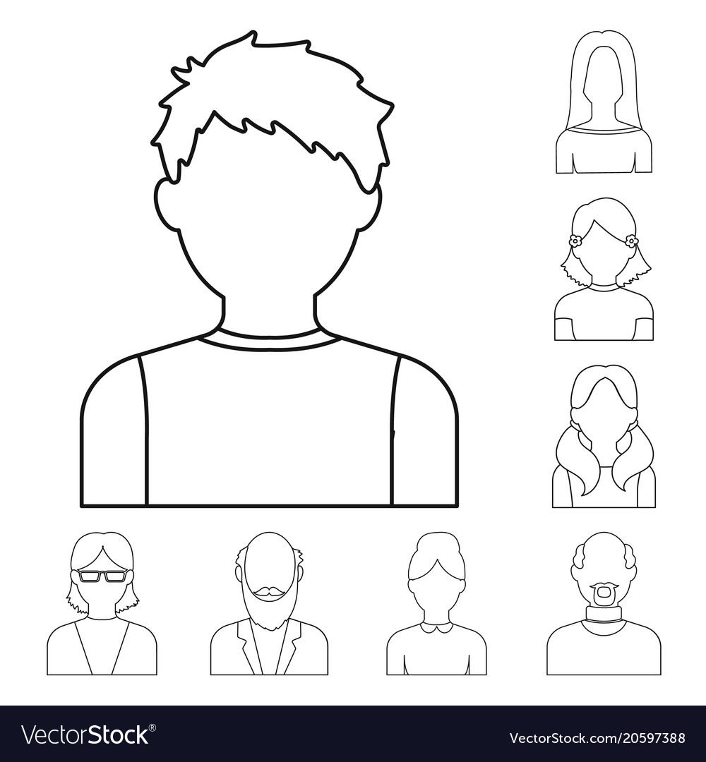 Avatar and face outline icons in set collection