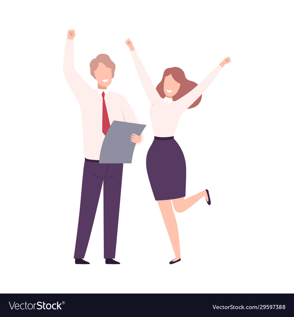 Business people celebrating victory male