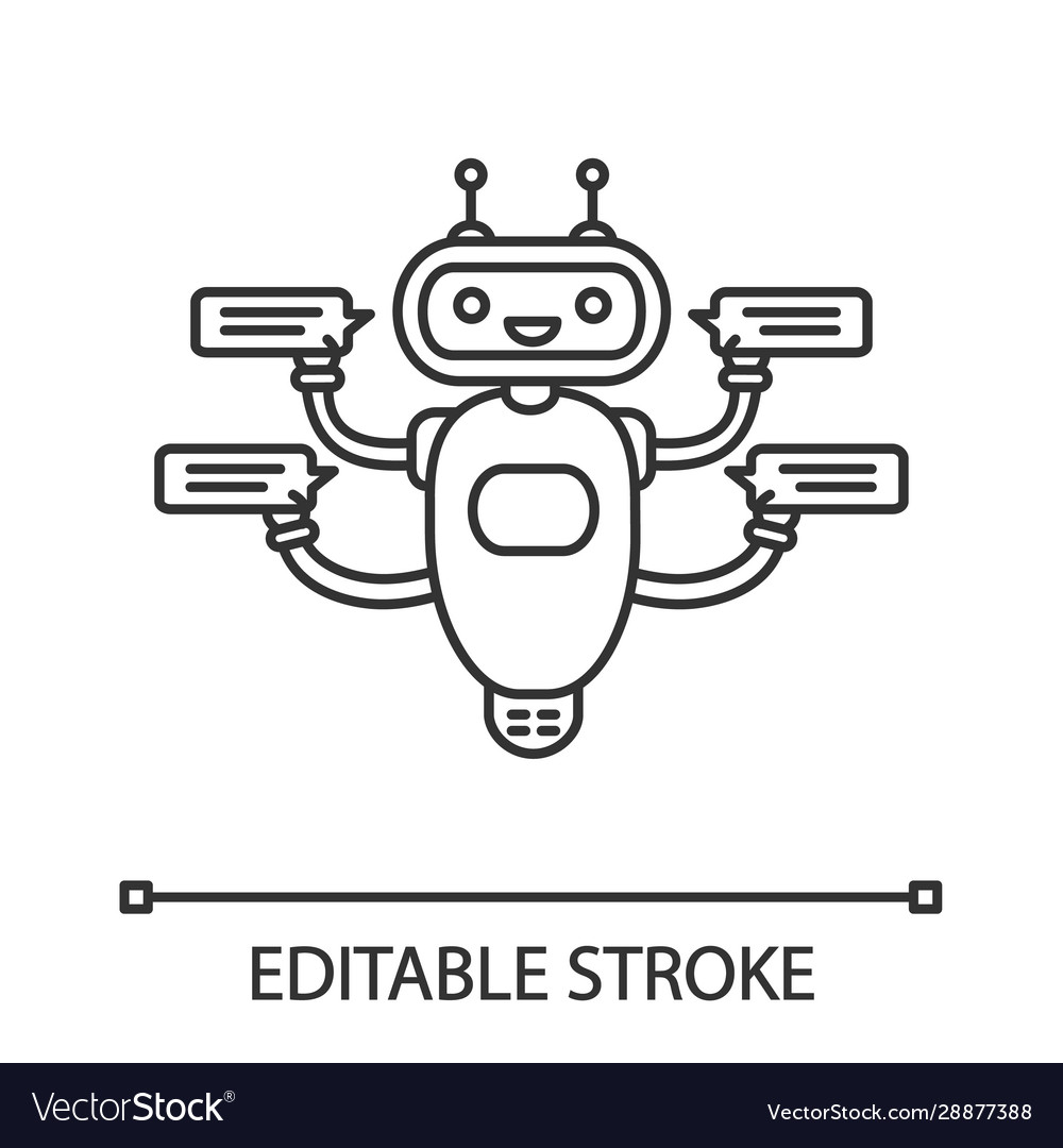 Chatbot with four speech bubbles linear icon vector image Chatbot with four speech bubbles linear icon