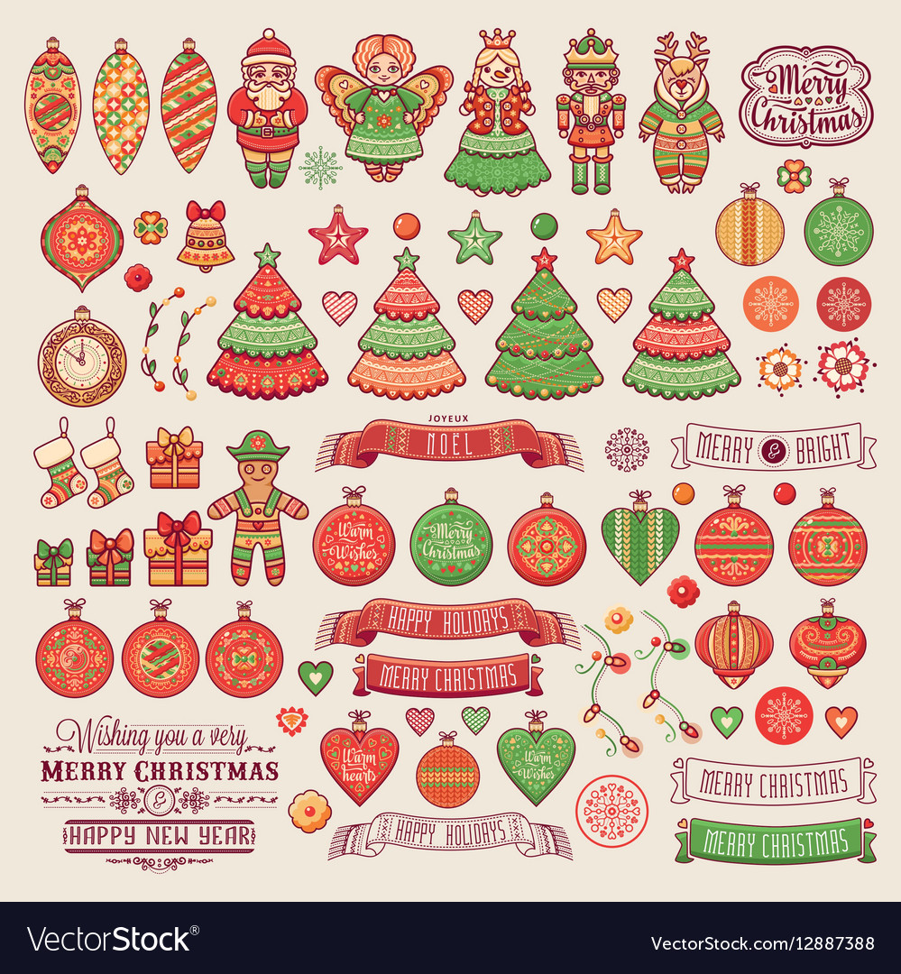 Christmas decorations for invitations and greeting