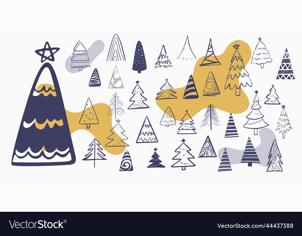 Collection of christmas tree icons design in hand