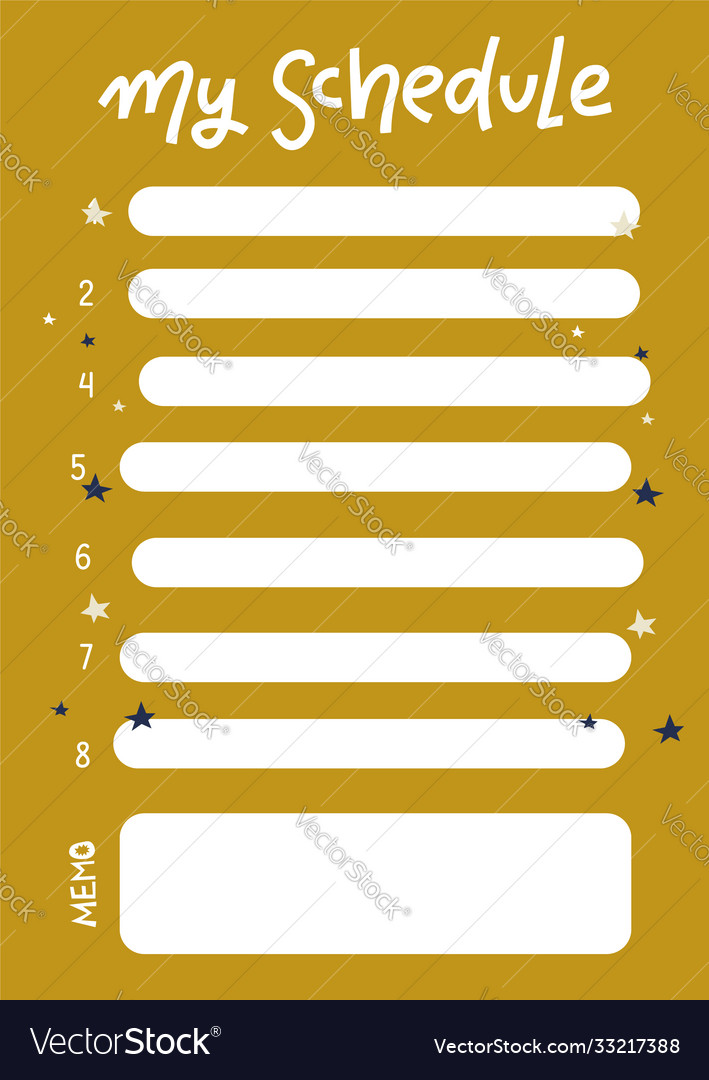 Cute note weekly planner note paper my schedule Vector Image