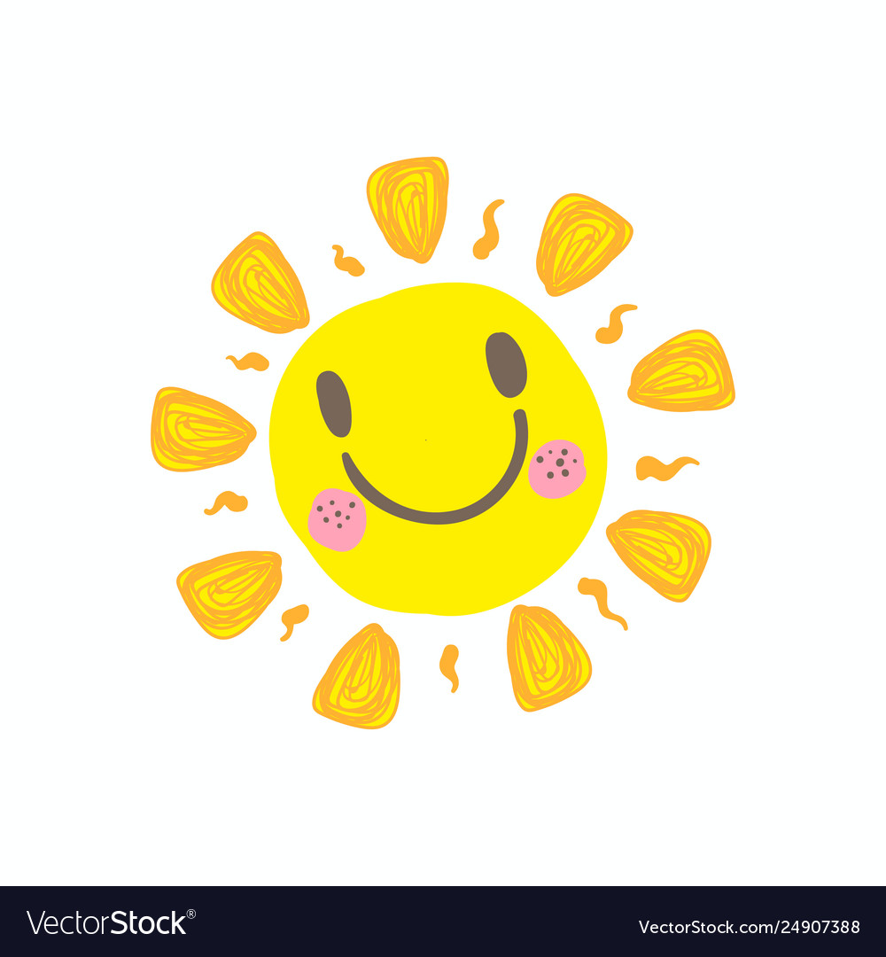 Cute smile sun Royalty Free Vector Image - VectorStock