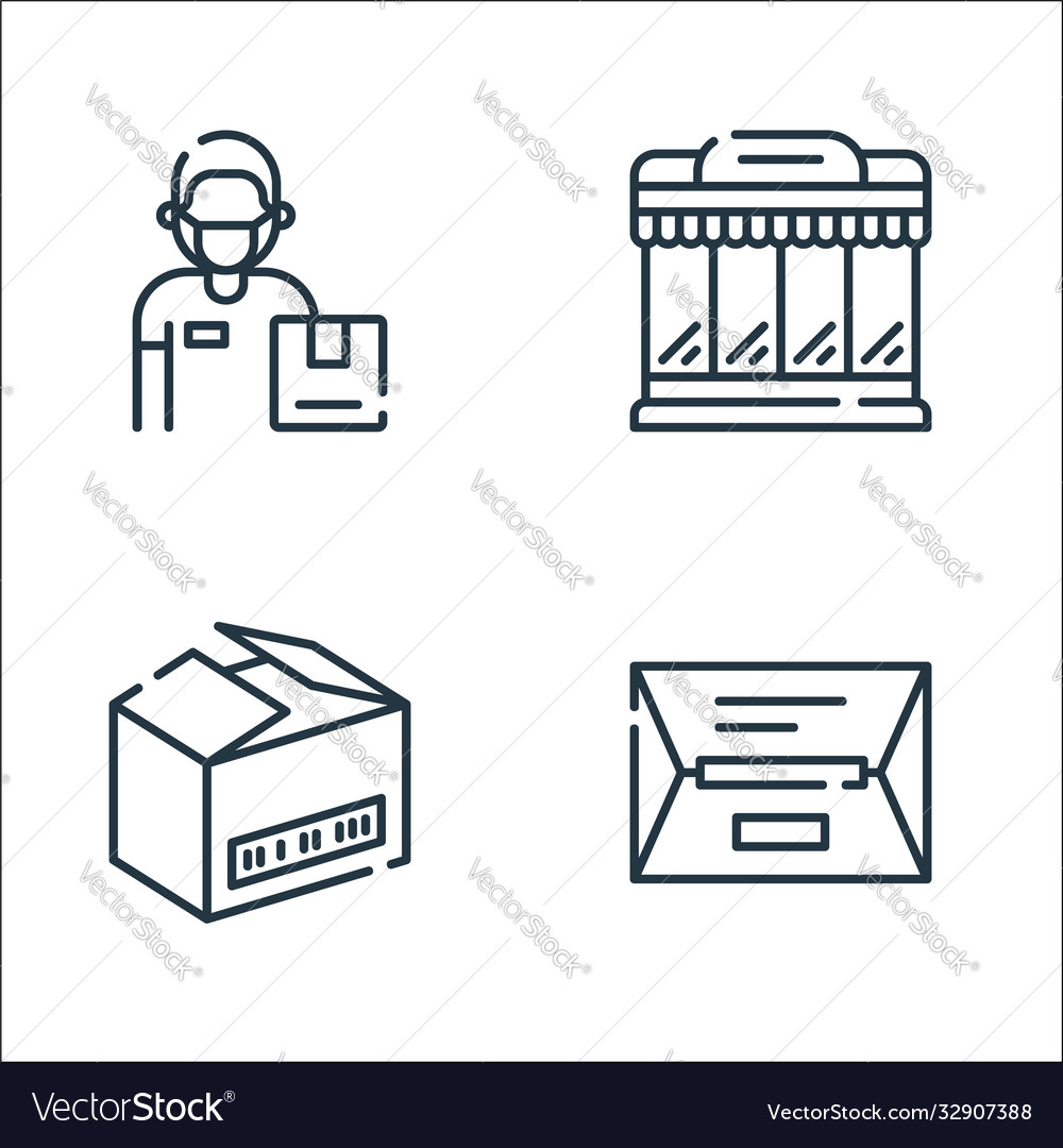 Delivery line icons linear set quality vector image Delivery line icons linear set quality